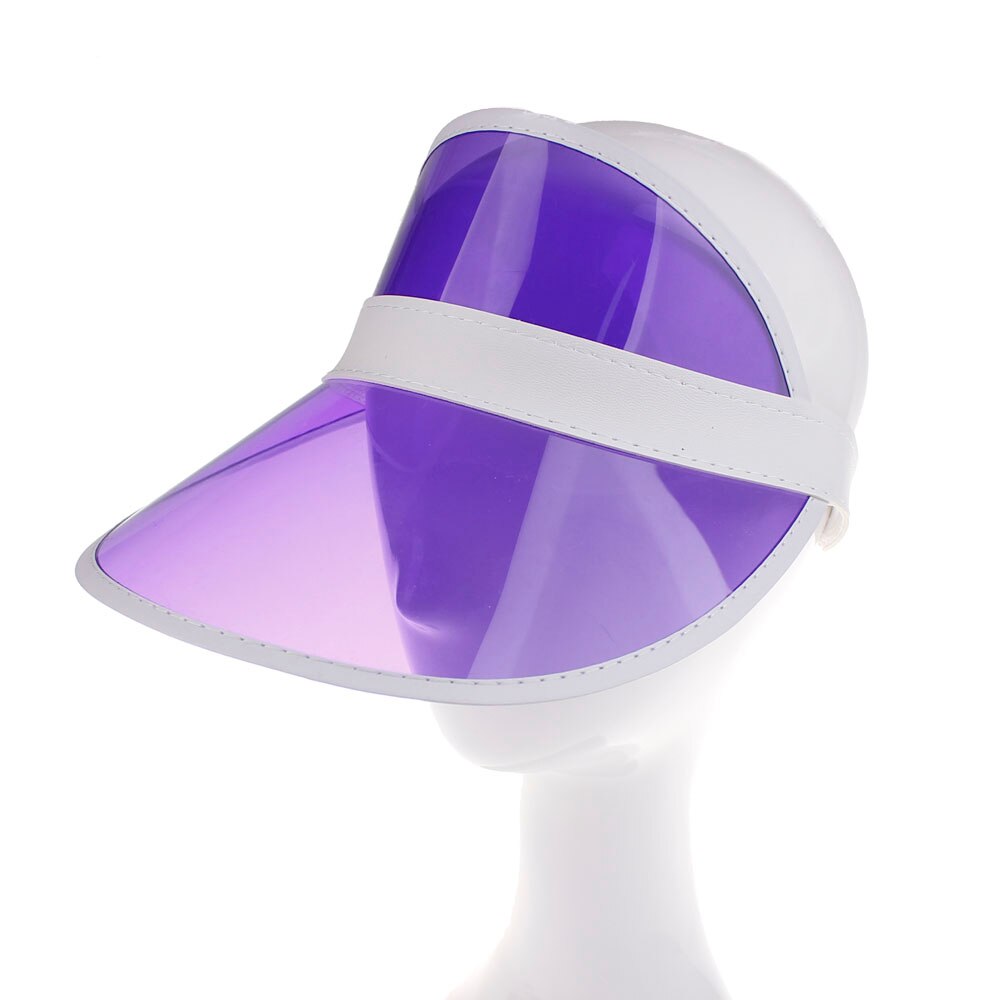 Sombrero de verano de PVC con visera para el sol para sombrero informal de plástico transparente para adultos gorra de protección solar EE. UU.: Púrpura