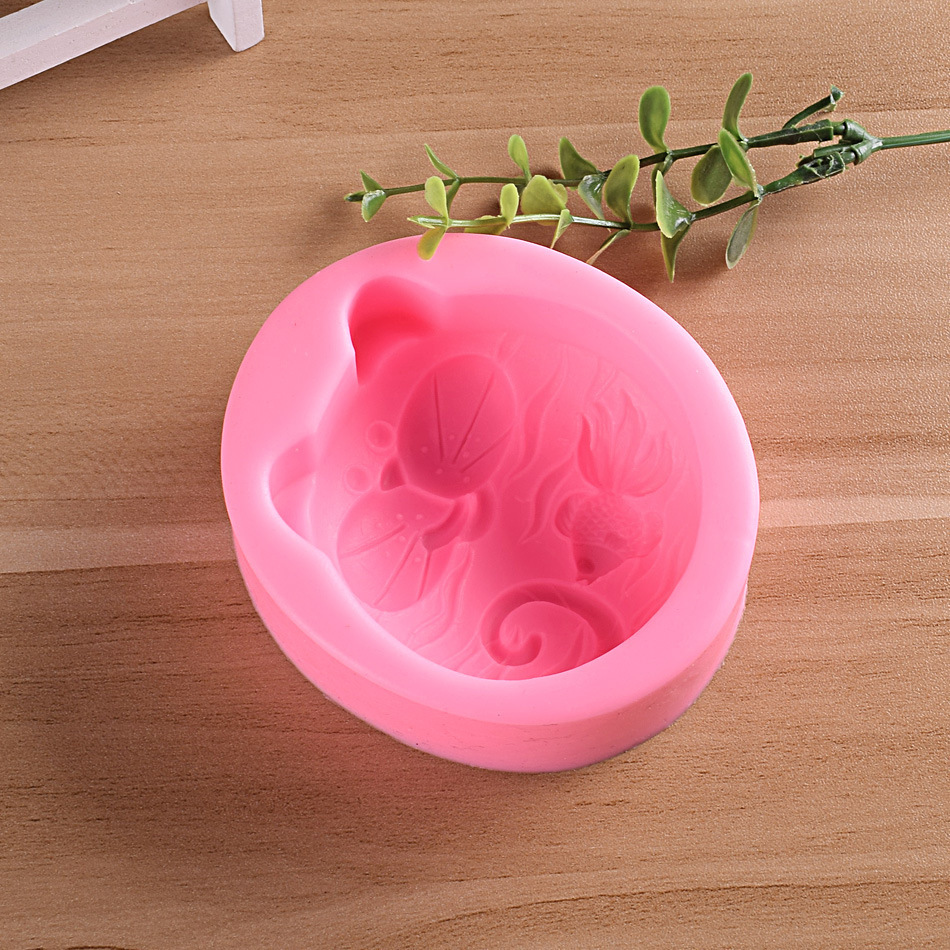 Moule à savon 3D poisson rouge chat en Silicone, moules en argile d&#39;art, Fondant, chocolat, savon fait main, bougie, outils de décoration de gâteaux