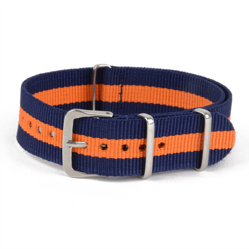 Alkuperäinen ylellinen kellon ranneke 18mm 20mm 22mm nylonkankaasta valmistettu solki hihna rannekellorannekellon tarvikkeet: Sininen oranssi / 22mm