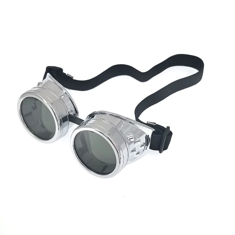 Steampunk Motorcycle Glasses Driver Goggles Protective Glasses for Cosplay Halloween Decorations: Bright Silver