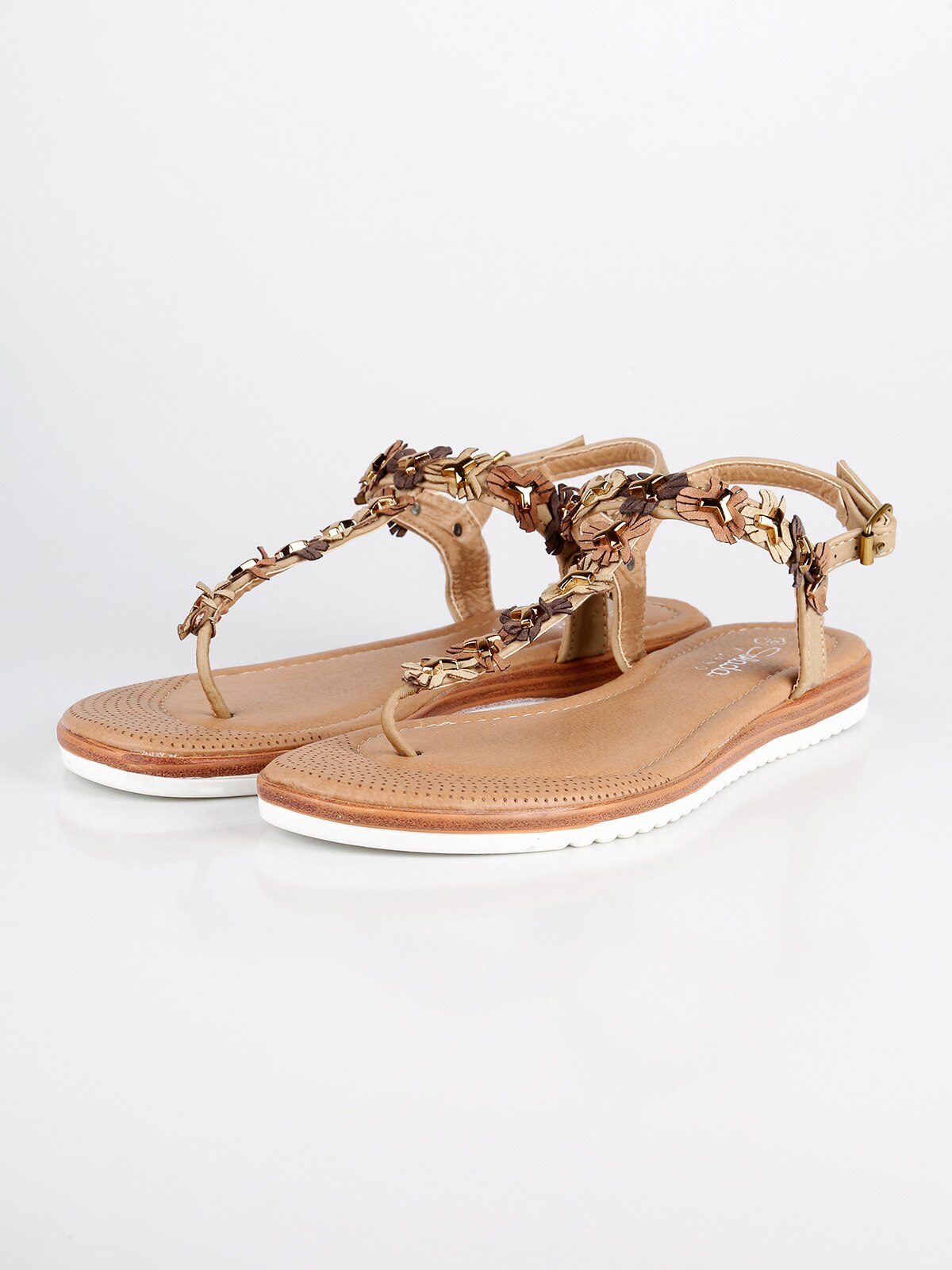 Sandalen Flip flops beige studded