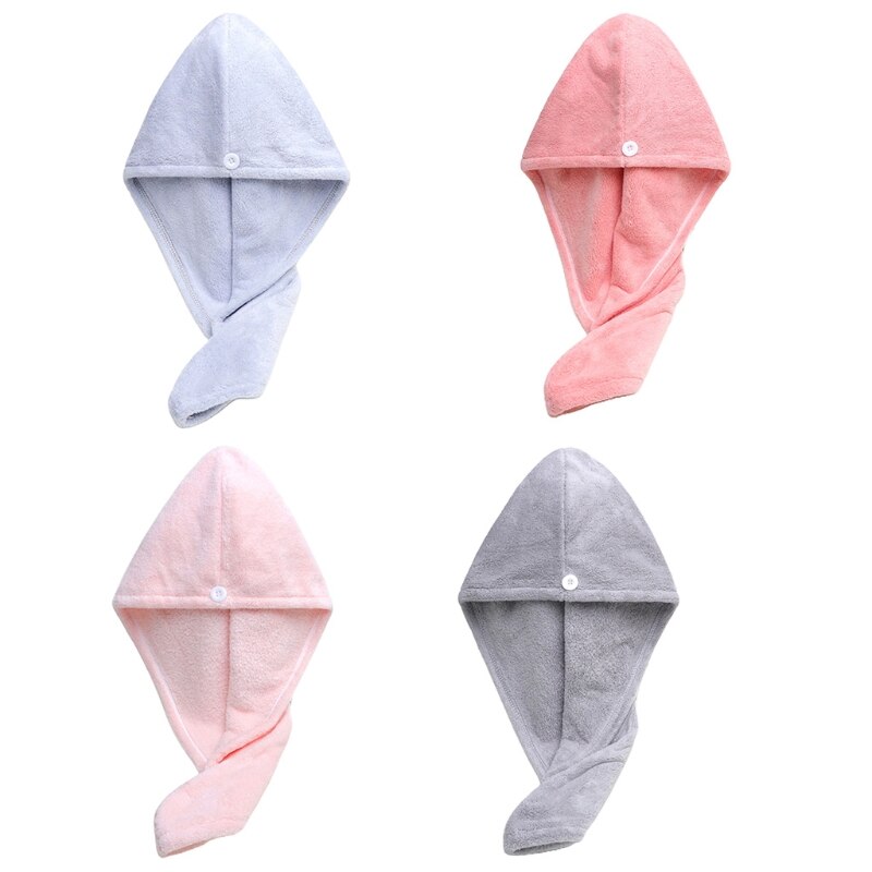Haar Handdoek Wrap Voor Vrouwen Zacht Koraal Fleece Haardrooginrichtingen Hoed Met Knop Bad Handdoeken Super Absorberende Snel Droog Haar tulband Voor
