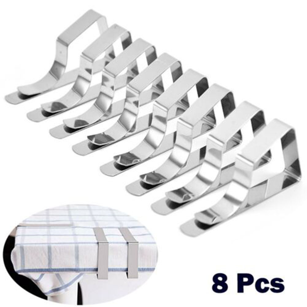 8 Stuks Roestvrijstalen Tafelkleed Klem Anti-Slip Clip Beveiligen Houder Bruiloft Camping Picknick Tafelkleed Cover Fix Clips