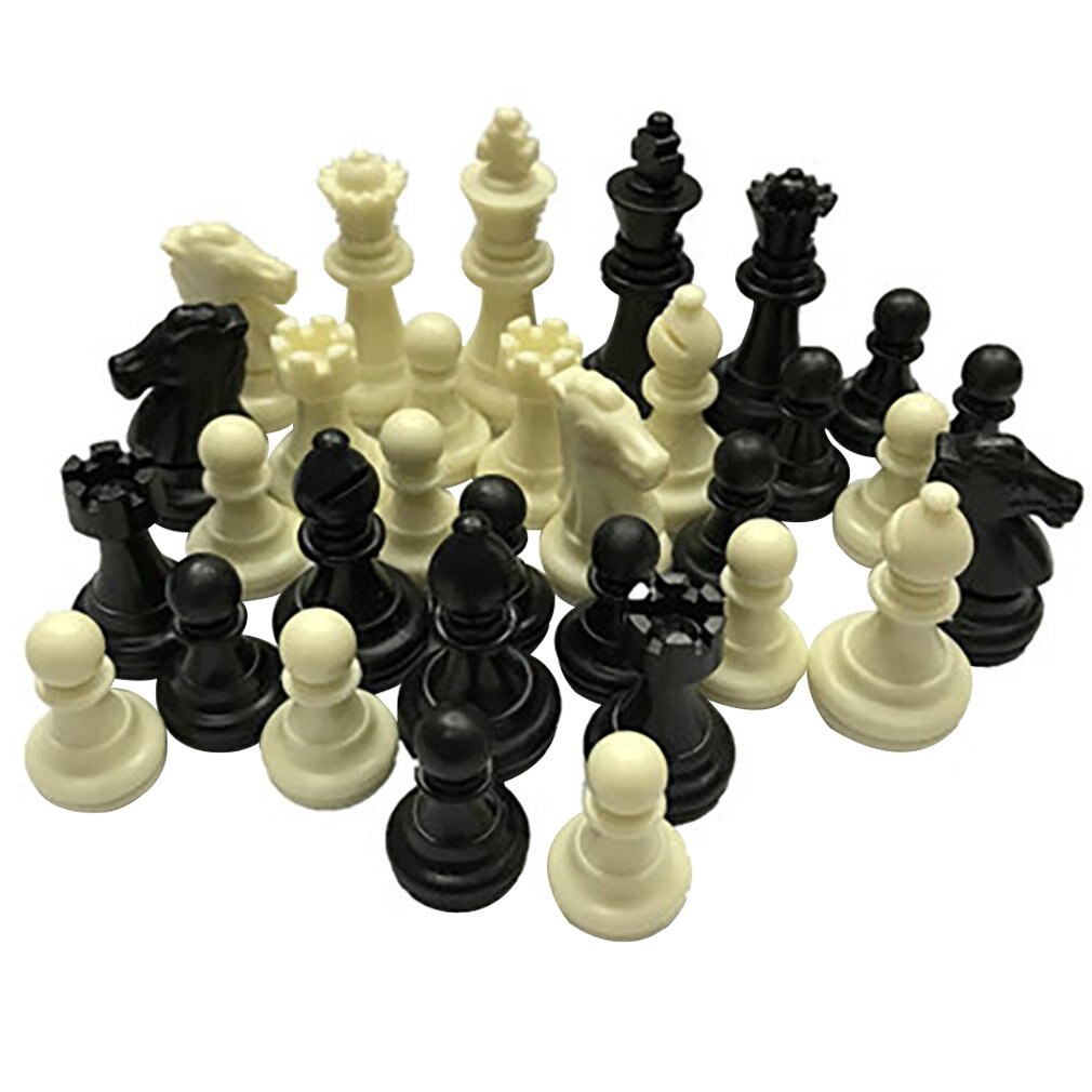 Medieval Chess Pieces/Plastic Complete Chessmen International Word Chess Game Entertainment Black&White