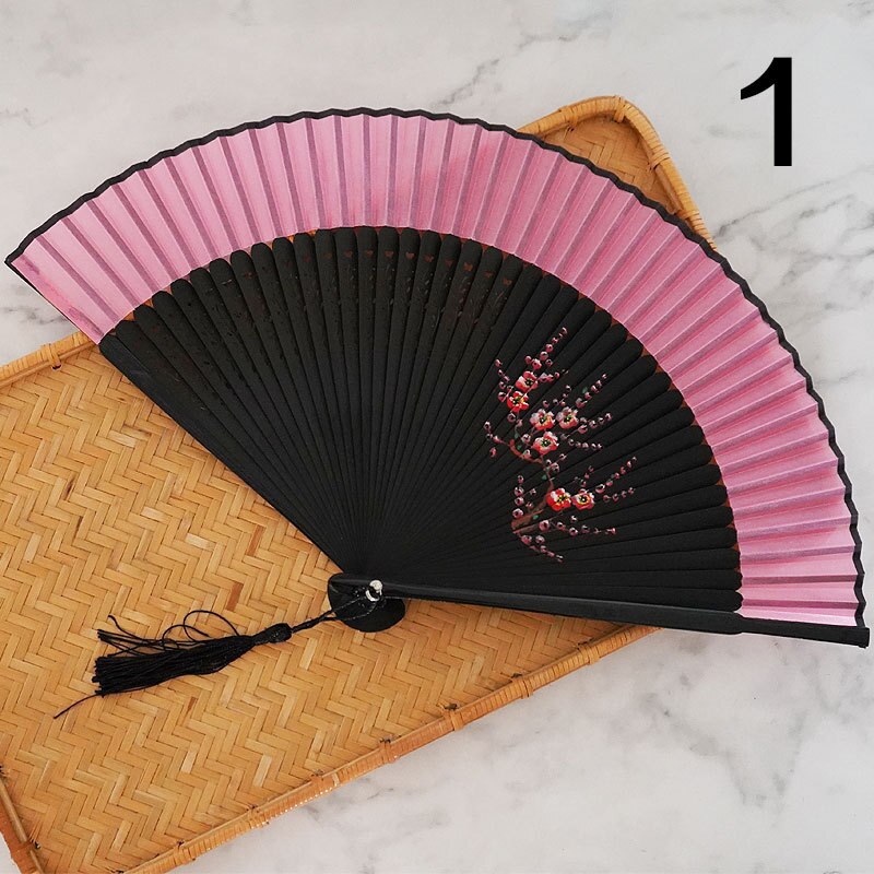 Chinese Stijl Rood Zwart Vintage Hand Fan Folding Fans Dance Wedding Party Favor Chinese Dance Party Vouwen Fans Bamboe: 1