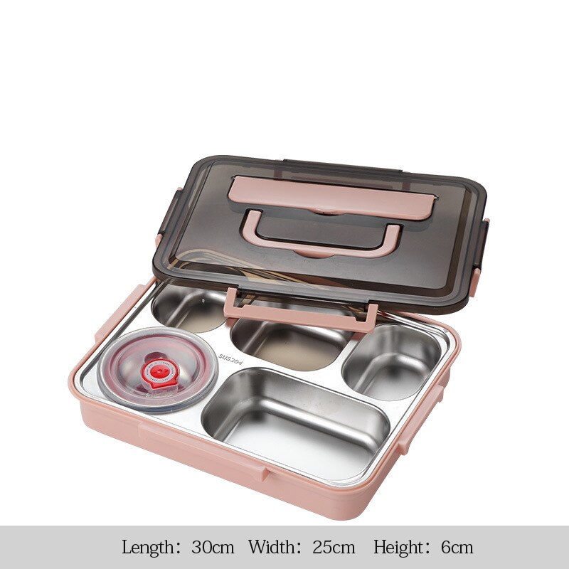 Japanse Kinderen Lunchbox 304 Rvs Bento Lunch Box Met Compartiment Servies Magnetron Voedsel Container Doos: B