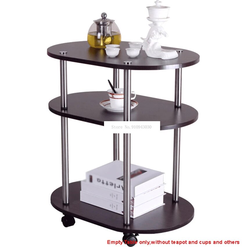 Table basse moderne à 3 niveaux, forme ovale, avec roulettes, pour salon, chambre à coucher, coin de canapé, avec espace de rangement