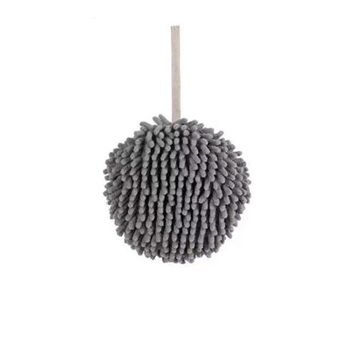 Chenille Hand Towels Kitchen Bathroom Hand Towel Ball with Hanging Loops Quick Dry Soft Absorbent Microfiber Towels: Gray