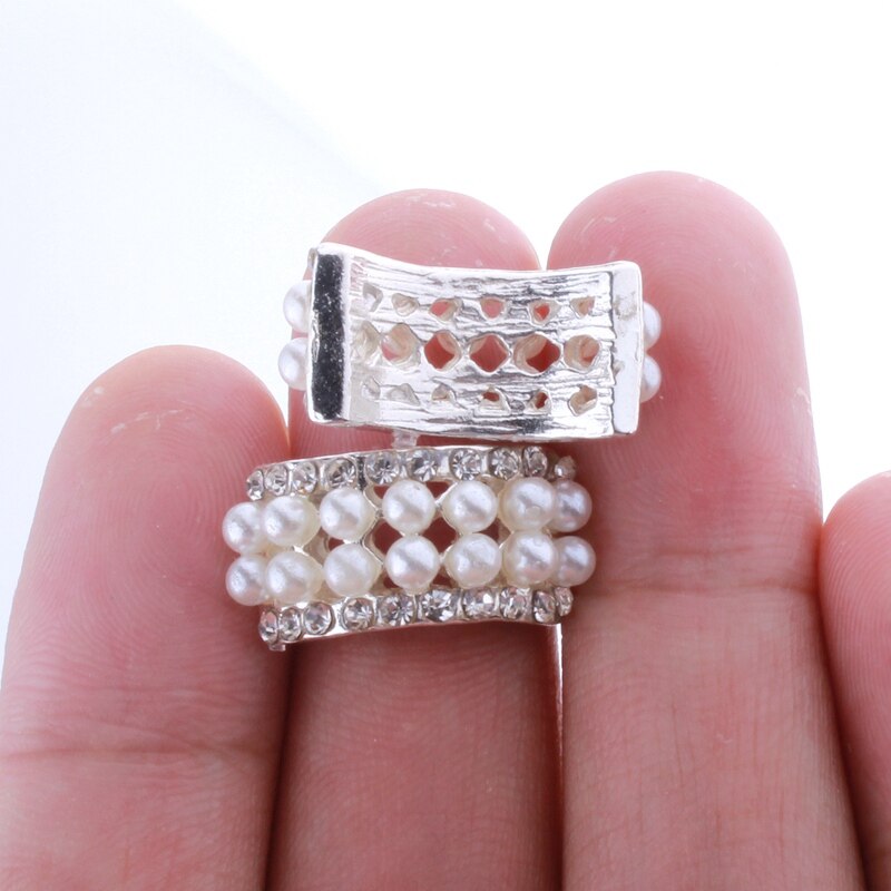 10PCS 10*20MM Chic Arch Shape Crystal Rhinestone Buttons For Wedding Embellishment Round Pearl Button Decoration: D75