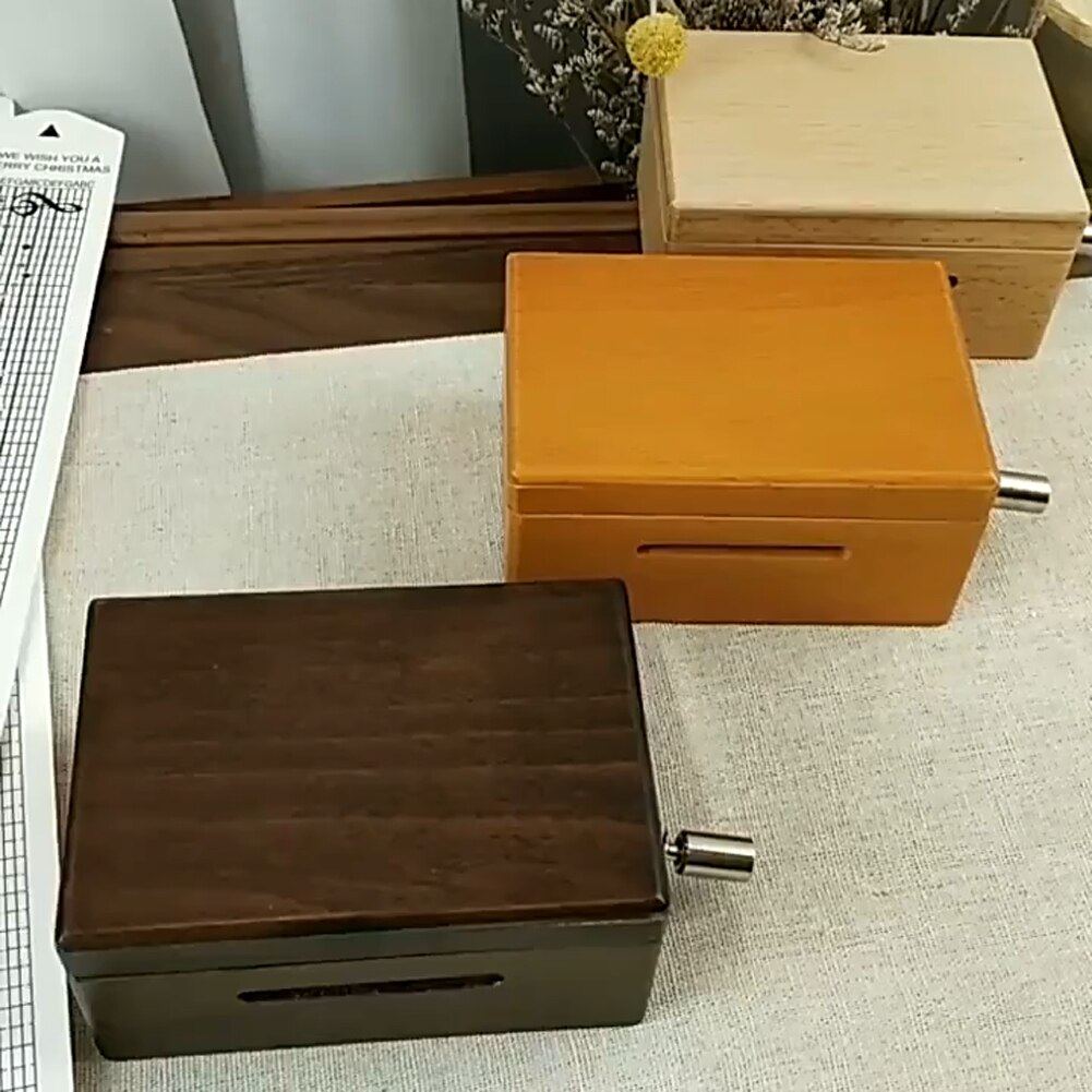 15 Note Tapes Hand Crank Music Mechanical Wooden Musical Box with Strips Tapes DIY Wood Music Boxes
