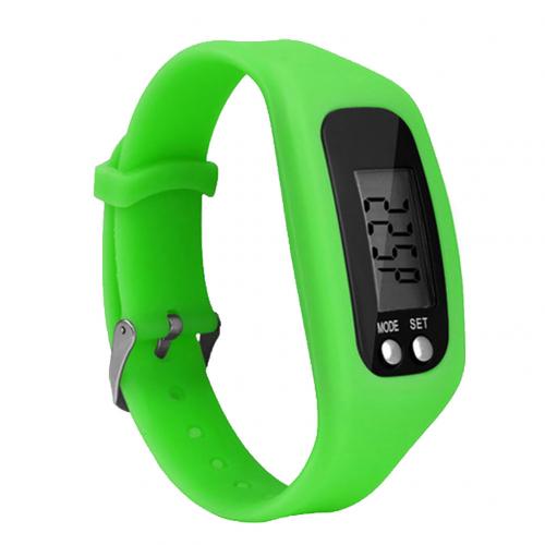 Sport Running Siliconen Stappenteller Calorie Stappenteller Digitale Horloge Armband: green