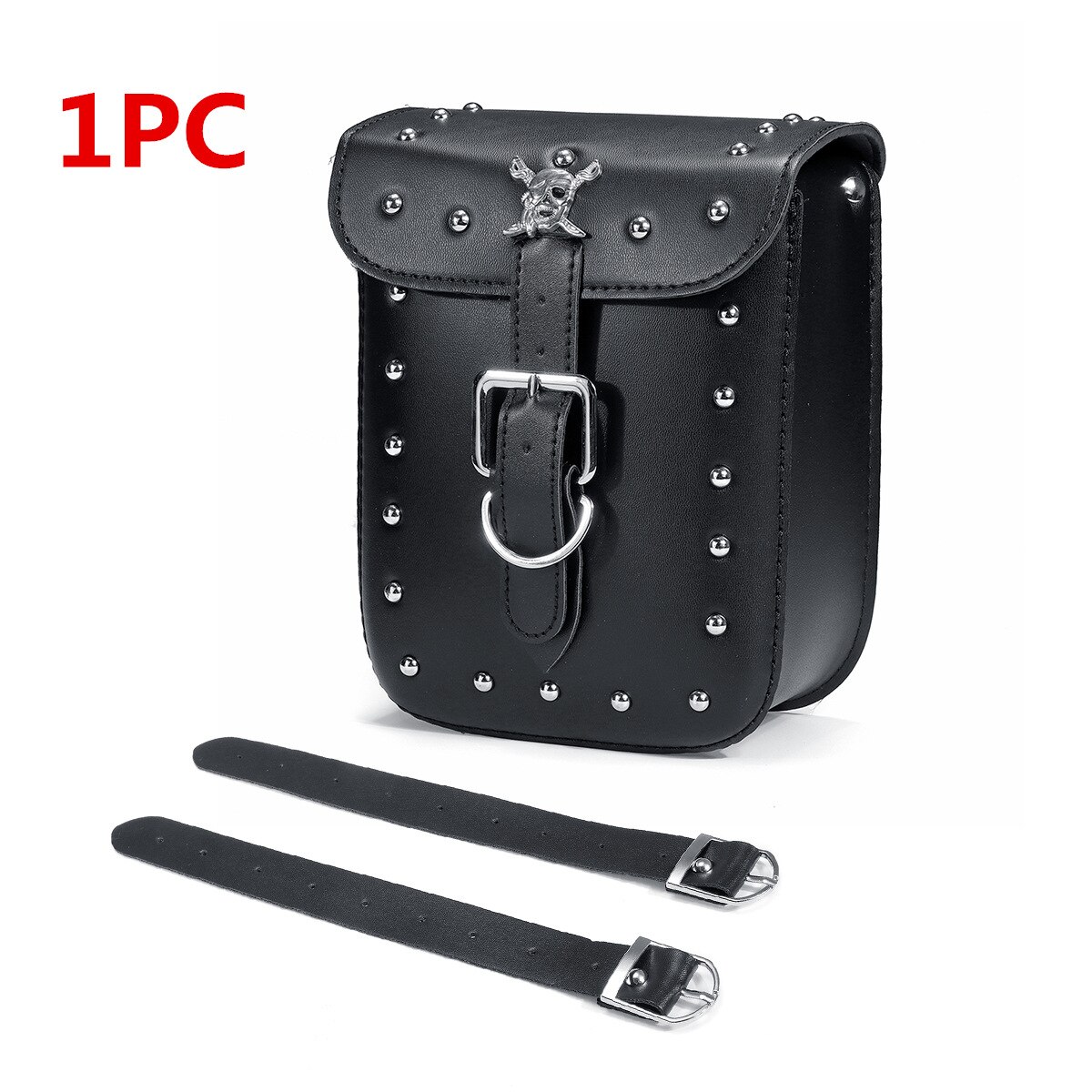 Bolsa de herramientas para motocicleta Softail/Dyna, alforjas de viaje, maletas, equipaje con remaches, Calavera, impermeable, color negro, 1 Juego: 1xSkull