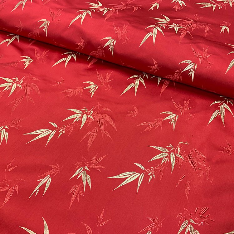 Mylb Bambus blatt stoff imitieren seide Brokat Damast Jacquard Polster Einrichtung Patchwork stoff näHenne Gewebe 75*50cm: rot