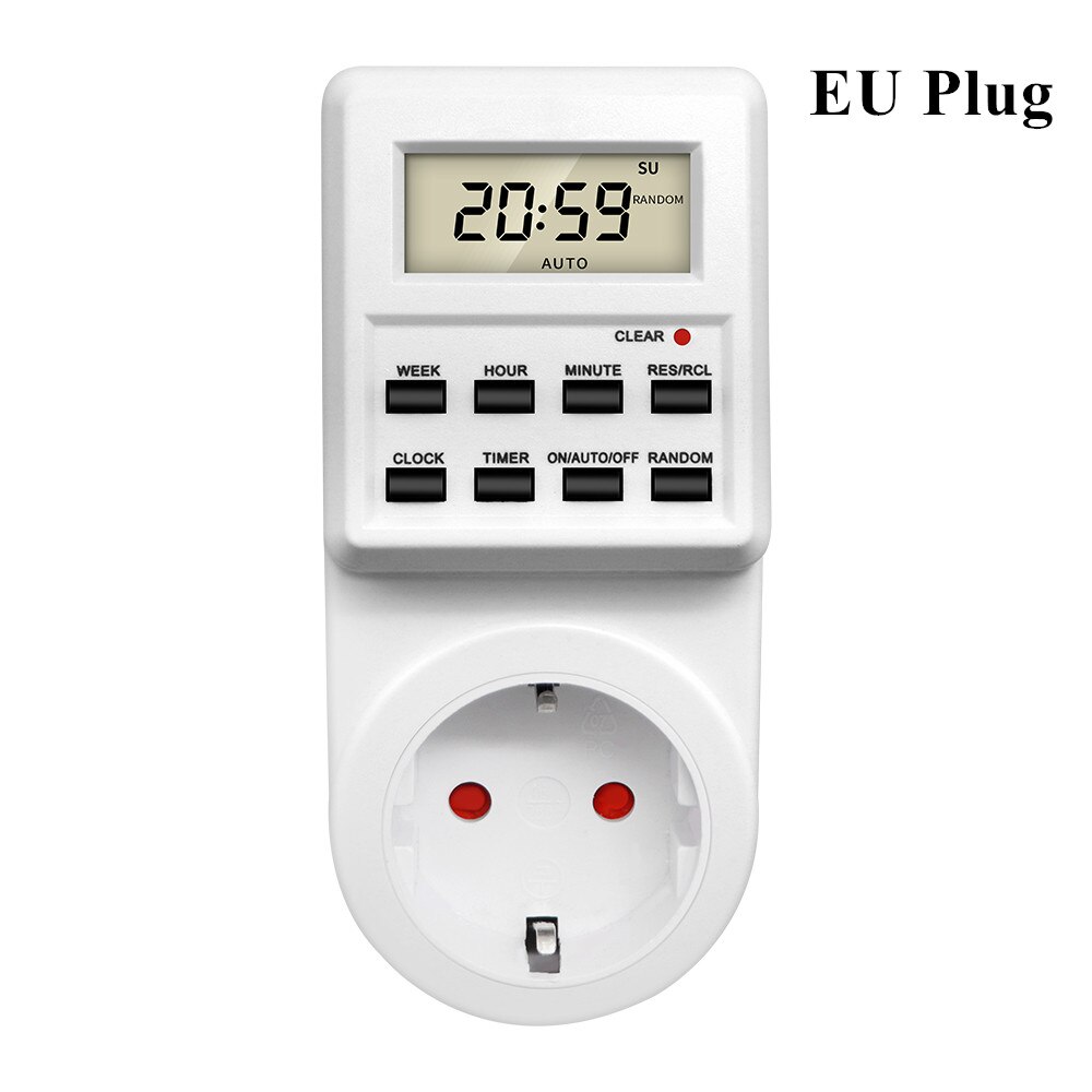 TM03 Digital Timer Switch Socket 24 Hour Cyclic Kitchen Timer Outlet Programmable Timing Socket EU UK AU US BR FR IT TH Plug: Orange