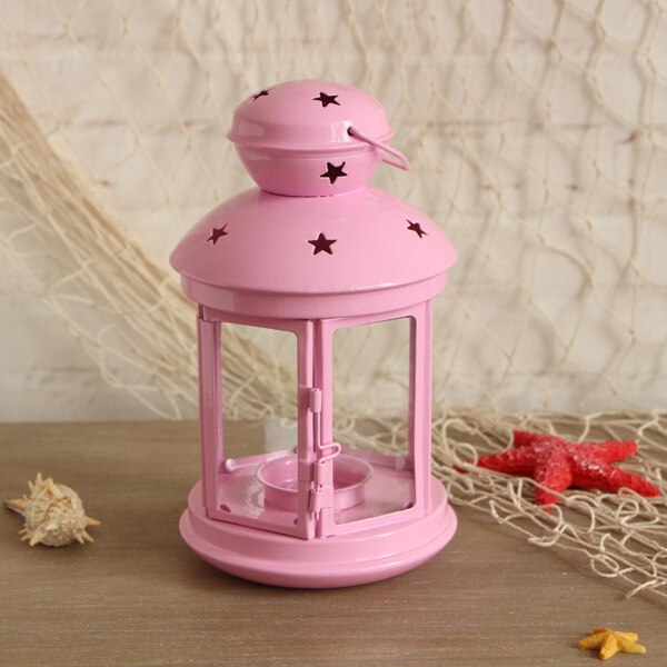 Oversized Metal Candle HolderOutdoor Windproof Candlestick for Wedding Home Lantern Decoration Candle Stand Marriage Candelabra: Pink