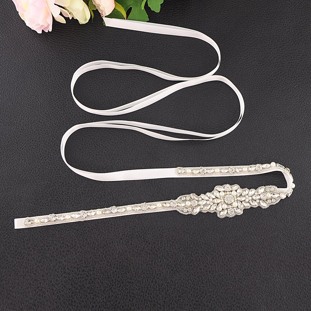 Zms 379 strass riem, trouwriem, bruidsriem, bruidsaccessoires, bruidsaccessoires, bruidsmeisjesriem, riem voor avondjurken: Wit