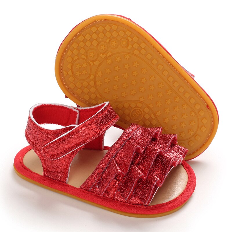 Baby Baby Meisje Schoenen Peuter Flats Sandalen Premium Zachte Rubberen Zool Anti-Slip Zomer Bloem Kant Crib Eerste Walker shoes0-18M