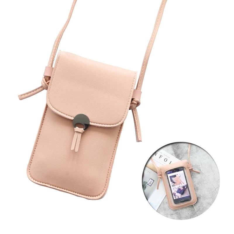 Transparante Touch Screen Mobiele Telefoon Purse Smartphone Portemonnee Retro Eenvoudige Mobiele Telefoon Tas Mini Schoudertas Kleine Flap Bag