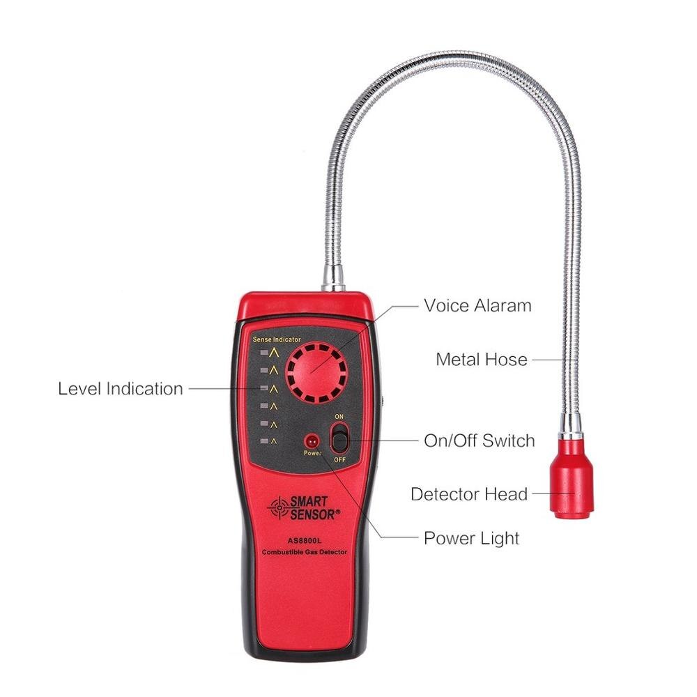 AS8800L détecteur de gaz Combustible outil de testeur de fuite de gaz naturel inflammable analyseur de détecteur de fuite de gaz méthane