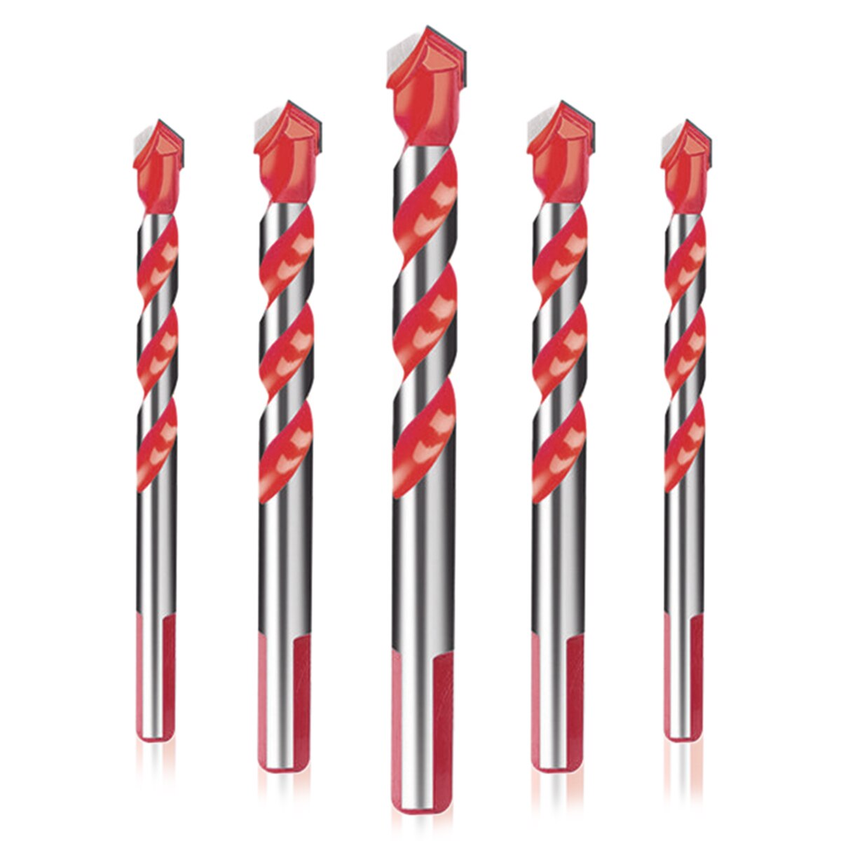 5/7 Pcs Set Drill Bits Triangular-overlord Handle Multifunctional Drill Bits Perforator Ceramic Marble Tile Drill Handle: 5pcs red