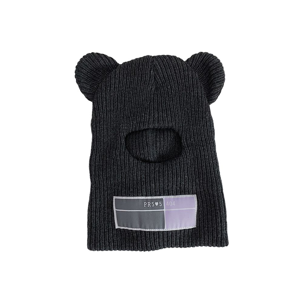 Cagoule de Ski en tricot avec oreilles de lapin, cache-nez épais en laine artificielle, écharpe chaude pour l&#39;hiver, pour hommes et femmes adultes: dark grey