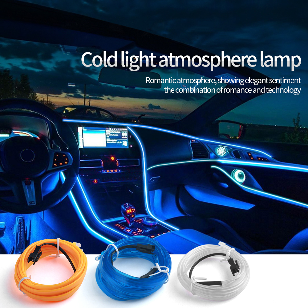 Striscia luminosa per atmosfera in fibra ottica al neon per illuminazione ambientale a portato da 5 metri per interni auto Decorazione USB kit luce flessibile fai-da-te