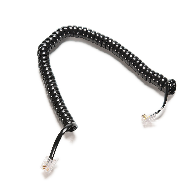 6.5ft rj12 4 p 4c männlich auf männlich telefonhörer-verlängerungskabel spiralkabel draht nach oben  zu 2m telefonspiralkabel