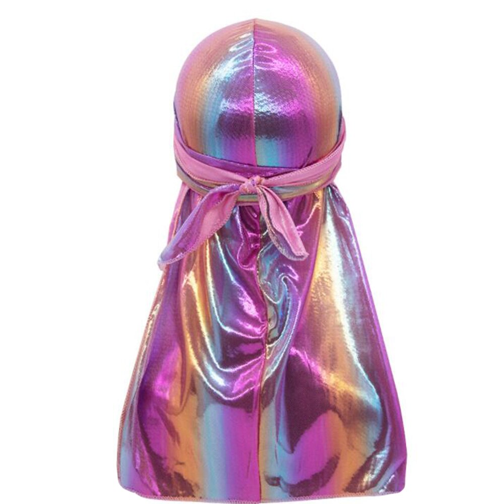 Men Sparkly Silky Durag Colorful Wide Doo Rag Comfortable nightcap: Purple