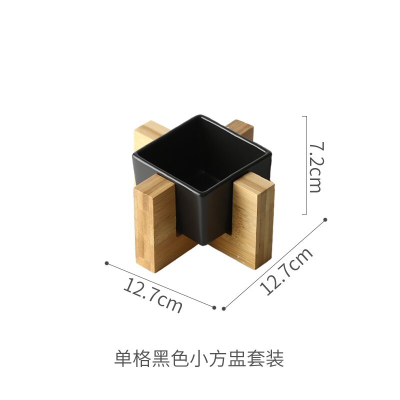 Ceramic Snack Platter Solid Color Dessert Bowl Japanese Taste Dish Home Desktop Dried Fruit Tableware Combination: B--black