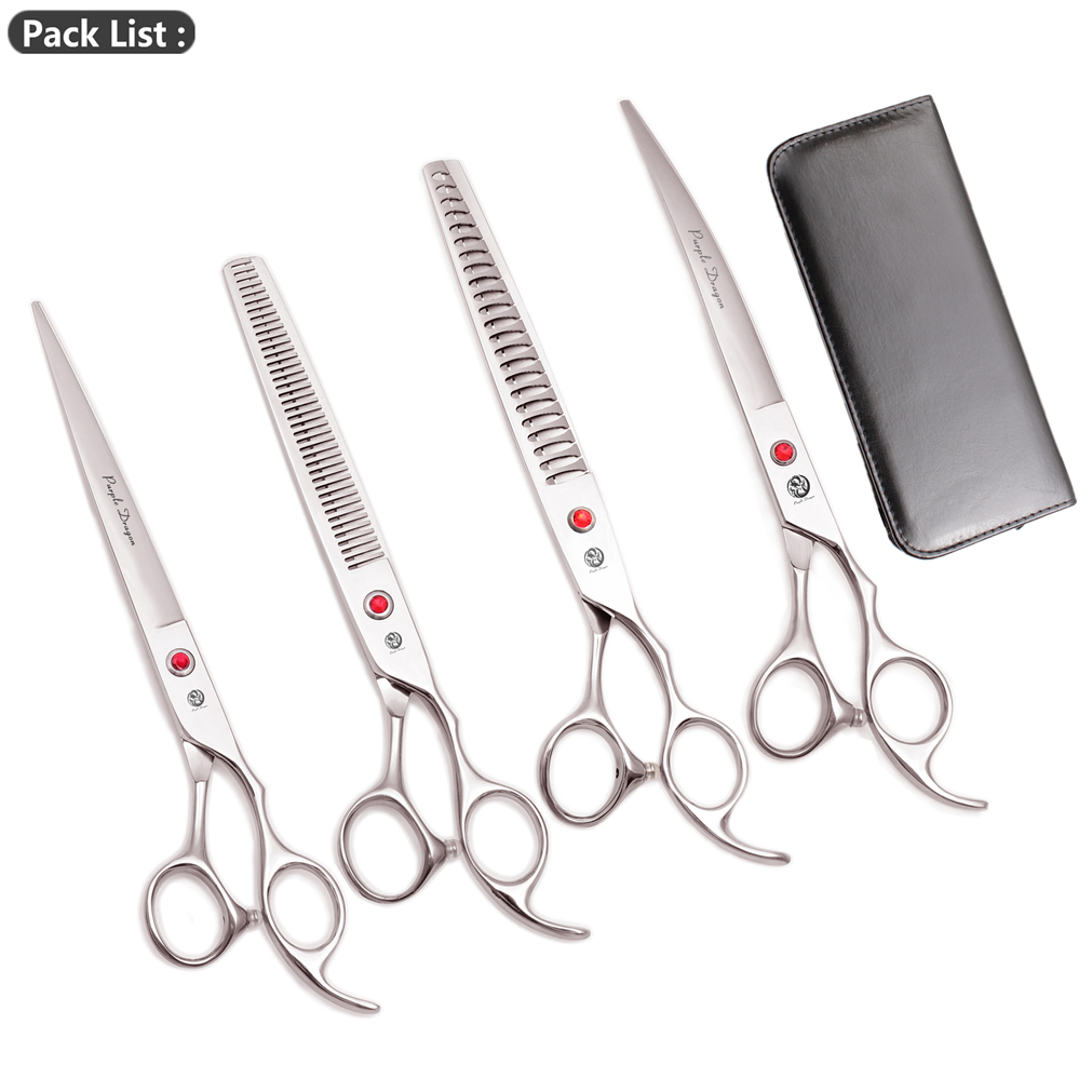 tijeras para perros 8,0 "dragón púrpura JP 440C tijeras de peluquería canina Kit para adelgazamiento tijeras perro curva tijeras agregar caso Z3005 tijeras peluqueria: YuGu-Yin-D4