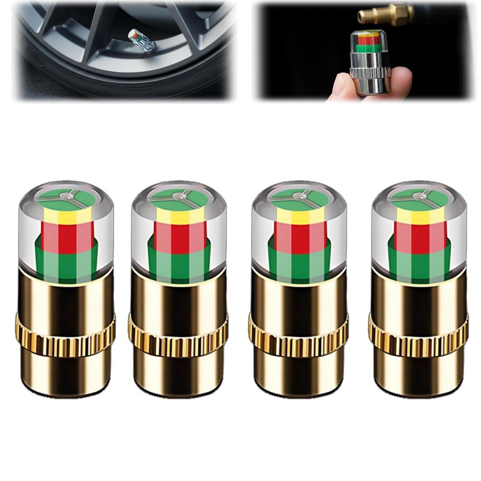 Auto's Bandenspanningsmeter Waarschuwingsindicator Bandventieldop Gauge Auto-accessoires Autobandenspanningsmeter Caps Handig 4 stuks