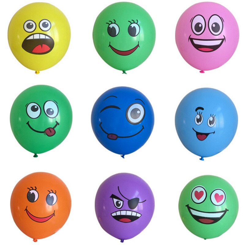 10 Stks/partij 12Inch Leuke Grappige Grote Ogen Smiley Gezicht Latex Ballonnen Verjaardag Partij Decoratie Opblaasbare Ballon Baby Shower Globos