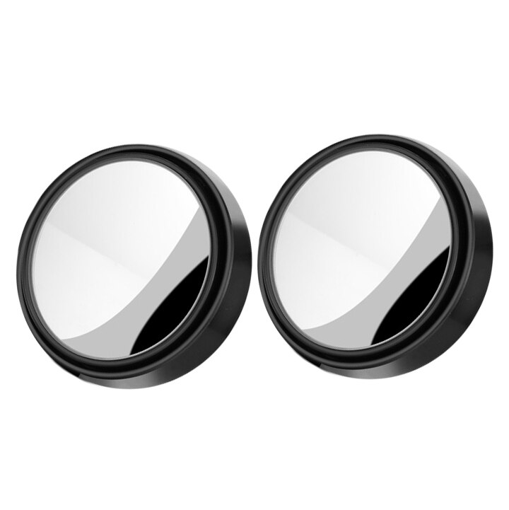 2 Pcs Car Round Frame Convex Blind Spot Mirror Wide-angle 360 Degree Adjustable Clear Rearview Auxiliary Mirror Driving Safety: 2 pcs black