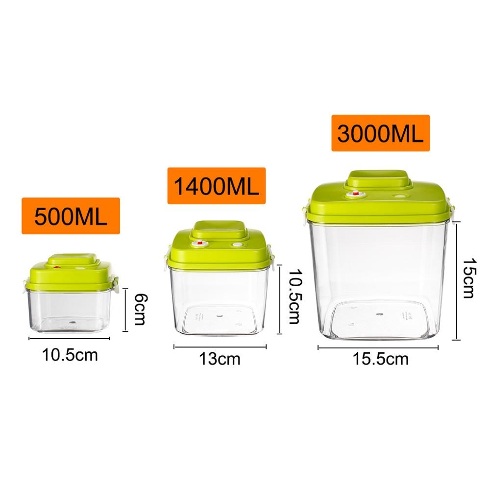 Vacuum Containers Vacuum Preservation Large Capacity Food Vacuum Storage Box Square Plastic Containers 500ML 1400ml 3000ML