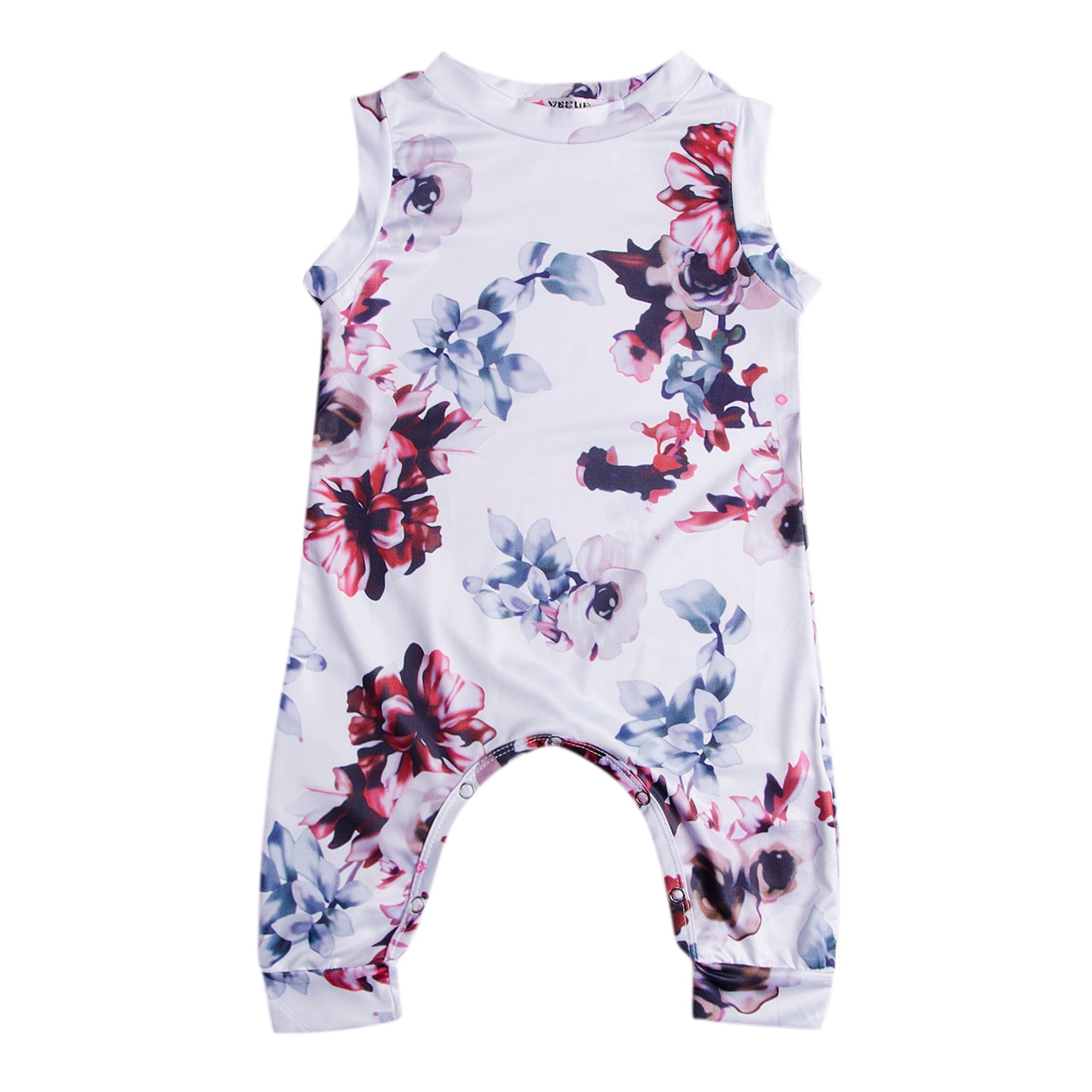 Baby Boy Girl Sleeveless Peony Flower Romper Newborn Floral Cotton O-Neck Rompers Toddler Summer Casual Outfits 0-24Months