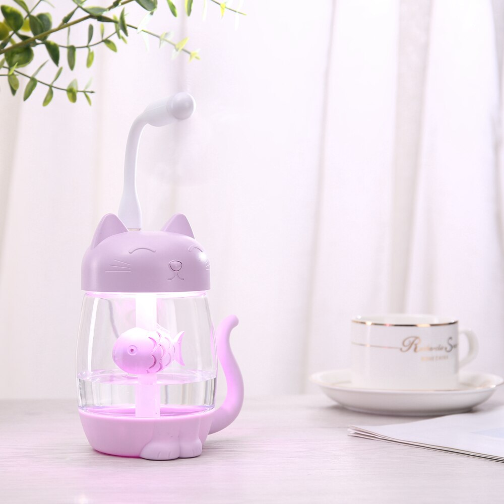 Draagbare 350Ml Kat Luchtbevochtiger Aroma Essentiële Olie Diffuser 3 In 1 Usb Ventilator En Nachtlampje Prachtig Slaap kamer Niet Noise J