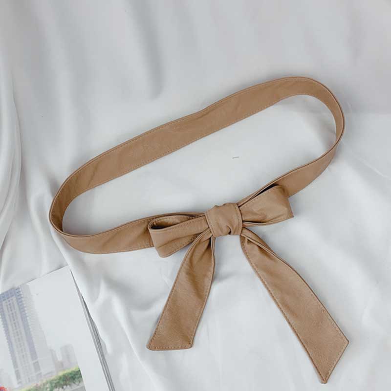 Cinturón Vintage de cuero suave para mujer, cinturón de cuero PU con lazo para envolver alrededor de la cintura, elástico, Color sólido