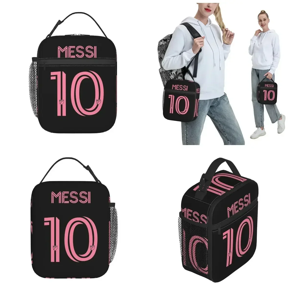 Messi 10 fotboll termisk isolerad lunchväska för arbete bärbara matbehållare väskor kylväska termisk matlåda