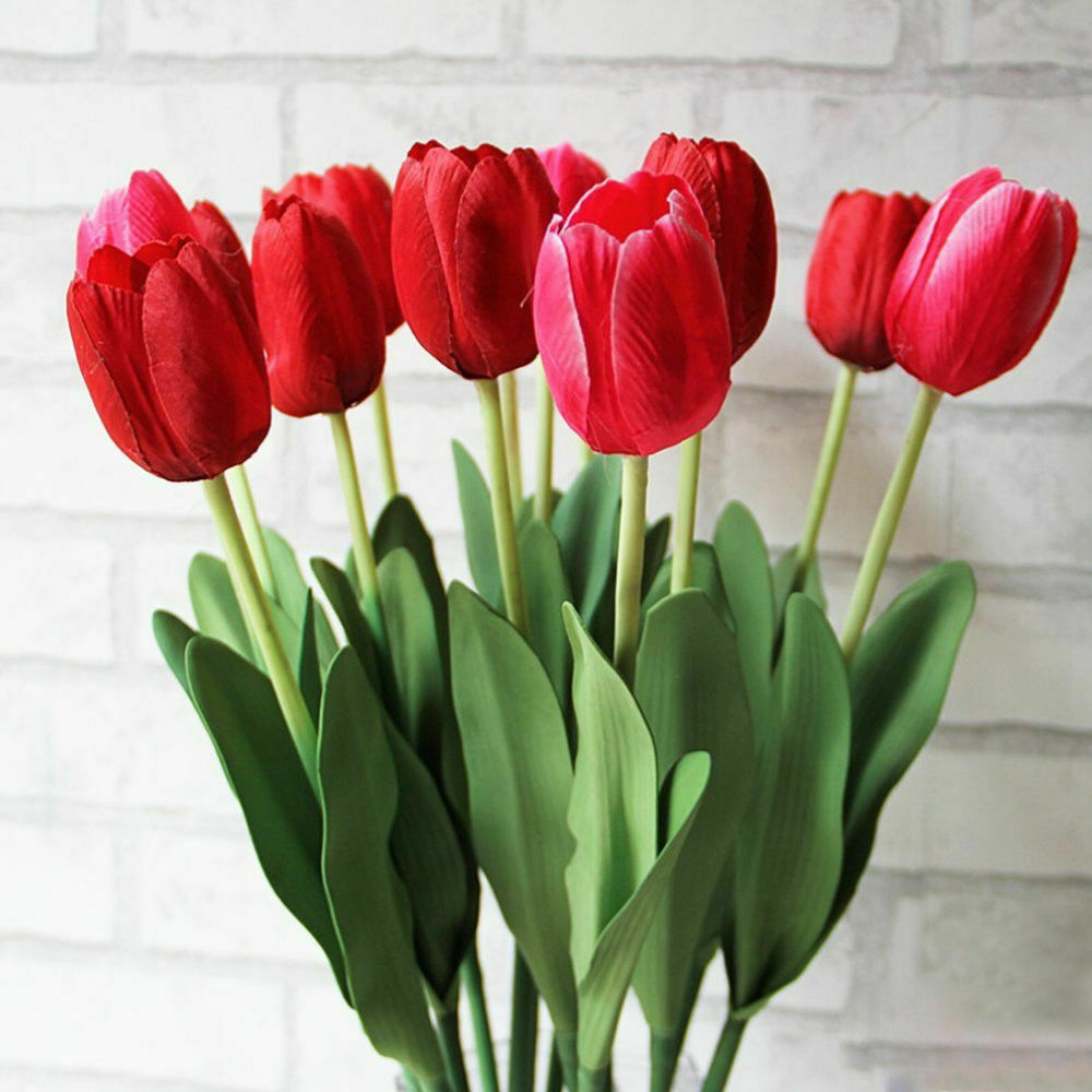 Uds. Flor Artificial de tulipán, flor falsa de tacto Real, ramo para la boda, decoración para el hogar y el jardín