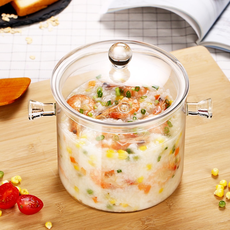 Sartenes de vidrio de borosilicato para sopa, juego de ollas de cocina transparentes para la salud, utensilios de cocina de inducción, Sartenes de comedor Eg50tg