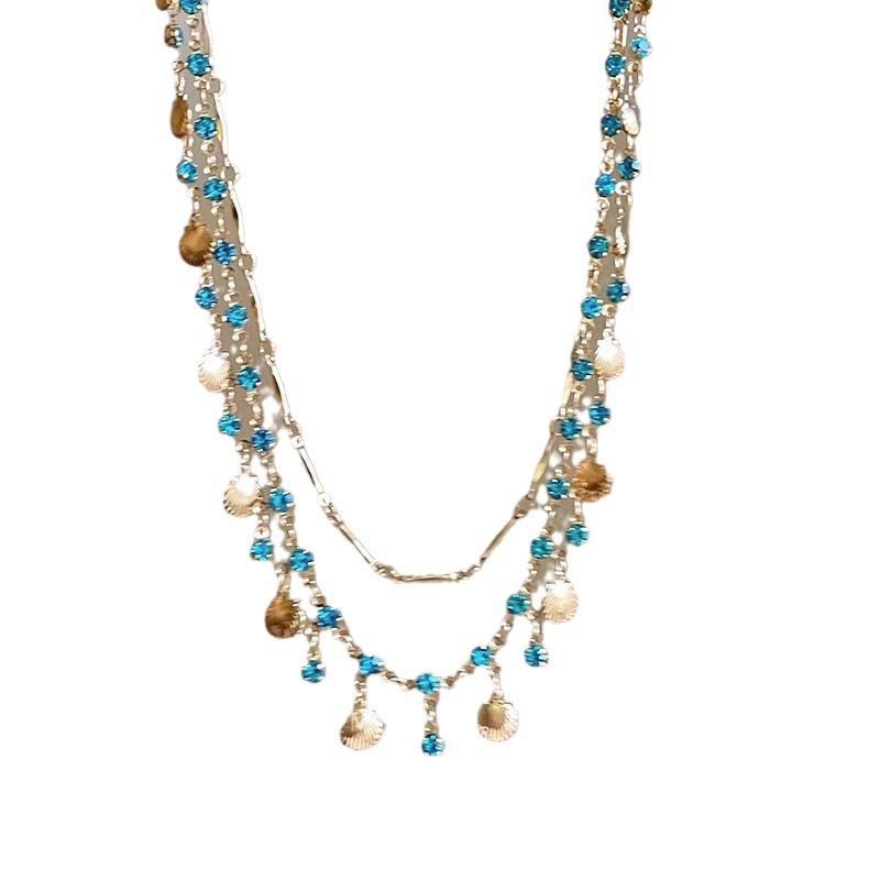Francês romântico azul cristal concha borlas pulseira para mulheres luxo y2k bling pulseira especiarias meninas requintado jóias presente