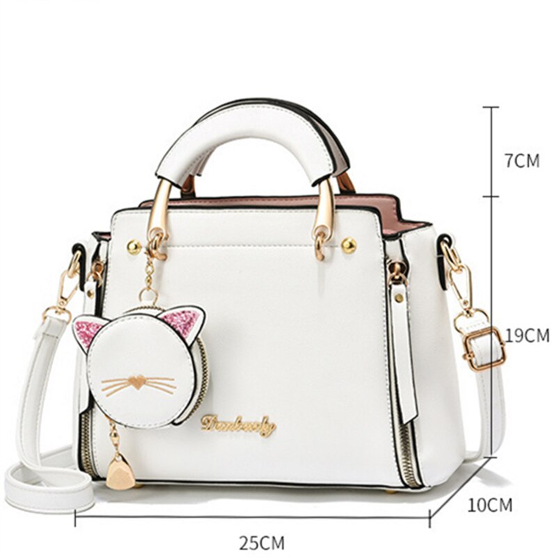 Schattige katten dames handtas met portemonnee all-match schoudertassen kwastjes messenger bag dames handtassen sac a main