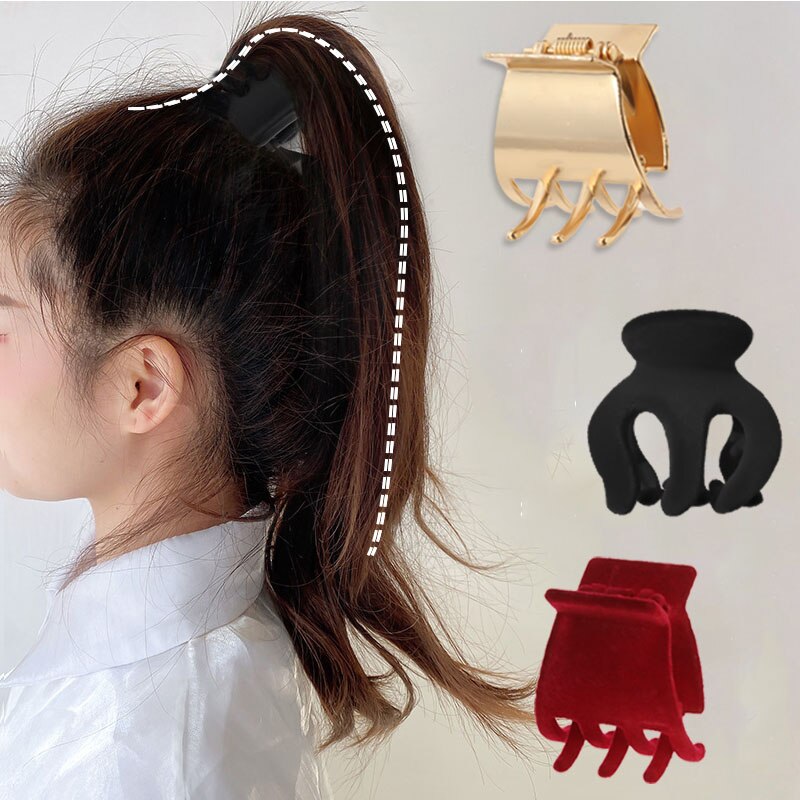 Women Vintage High Ponytail Fixed Geometric Small Hair Claws Lady Convenient Headband Hair Clip Hairpin Hair Accessories