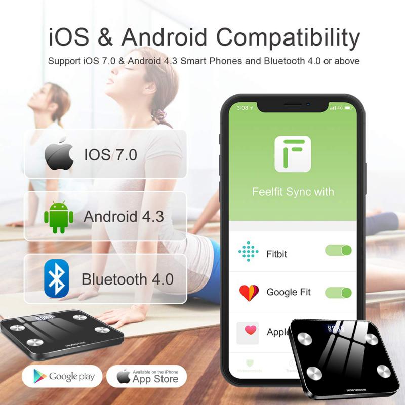 Bluetooth-Scales Intelligent Floor Body Fat Scale Smart LED Display Body Weight Scales Muscle Mass BMI Digital Scale