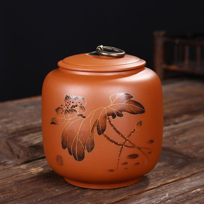 Chinese Purple Clay tea jar Tieguanyin containers travel tea bag storage box Portable Sealed porcelain tea caddy spice organizer: B