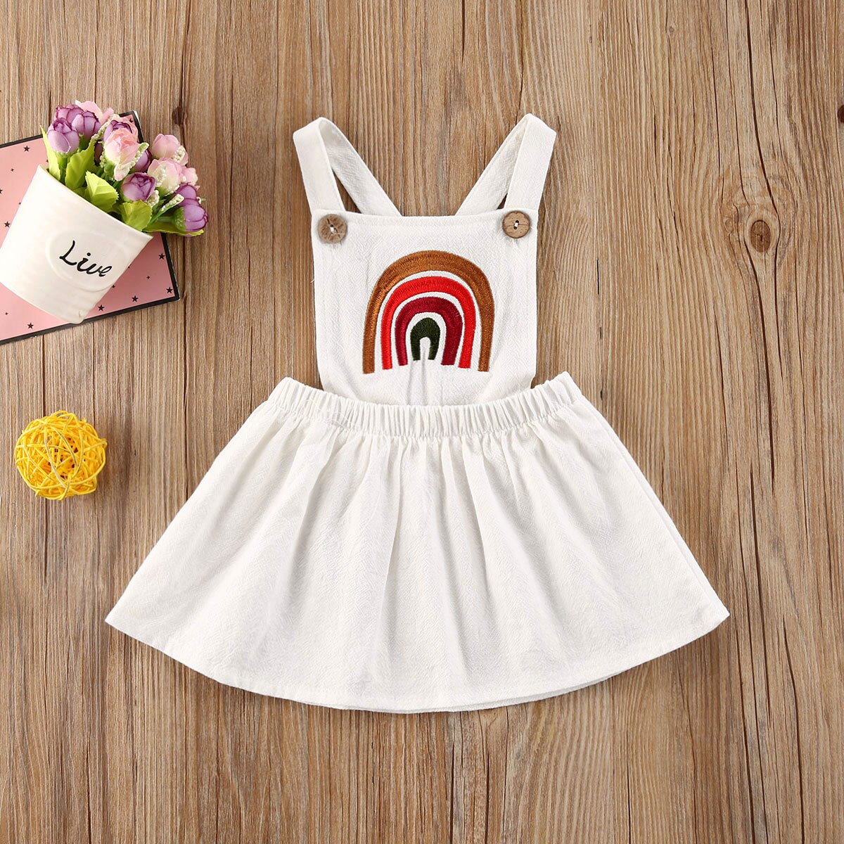 0-24m recém-bonito infantil bebê meninas meninos macacão/vestido arco-íris impressão sem mangas branco macacões outfits