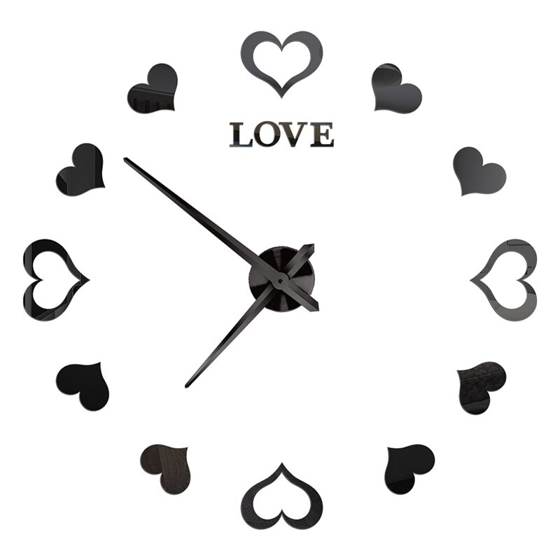 Frameless DIY Wall Clock Kit Large Modern 3D Mirror Decor Sticker DIY Clock Kit for Home Living WWO66