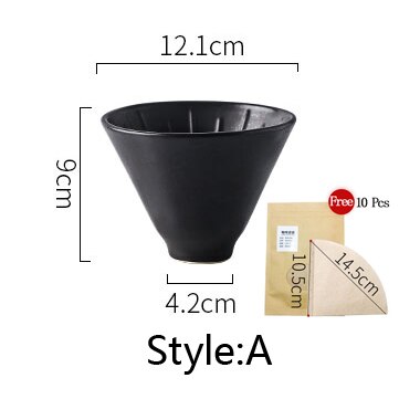 Juego de filtros de café hechos a mano con cafetera de vidrio V60, ollas de café hechas a mano, tetera de café, soporte para gotero: Black Filter Style A