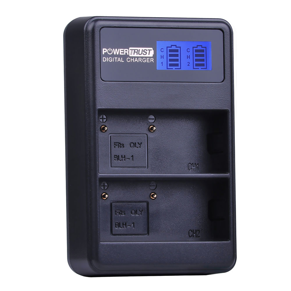 PowerTrust 2 pièces BLH-1 BLH1 BLH 1 batterie de remplacement et LCD USB double chargeur pour appareil photo Olympus E-M1 Mark II