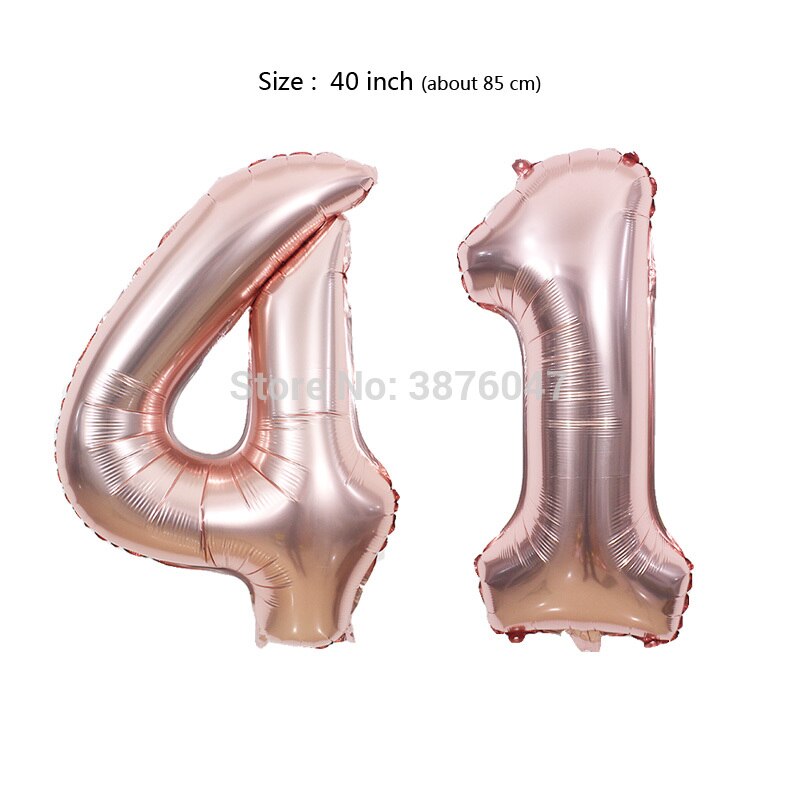 40inch 40 41 42 43 44 45 balloon rose gold silver anniversary party decoration 40th 41st 42nd 43rd 44th 45th birthday balloons: RoseGold-41